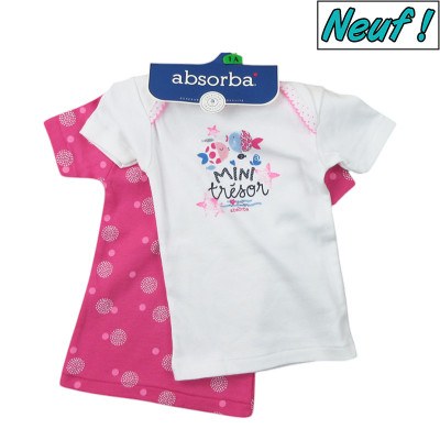 Lot van 2 nieuwe T-shirts - ABSORBA - 12 maanden (74)