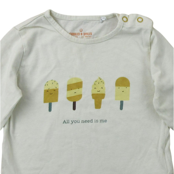 T-Shirt - CUDDLES & SMILES - 12 mois (80)