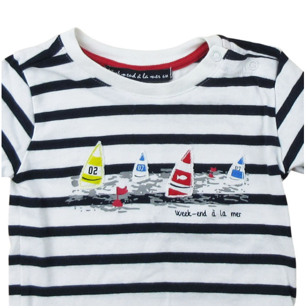 T-Shirt - WEEKEND A LA MER - 6 mois – Vêtement d’occasion bébé/enfant Week-end à la mer – Les Ptits Potes