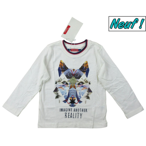 T-Shirt - Lange mouw - Chicco - 92 cm (2 jaar) – Tweedehands baby- en kinderkleding van Chicco – Les Ptits Potes
