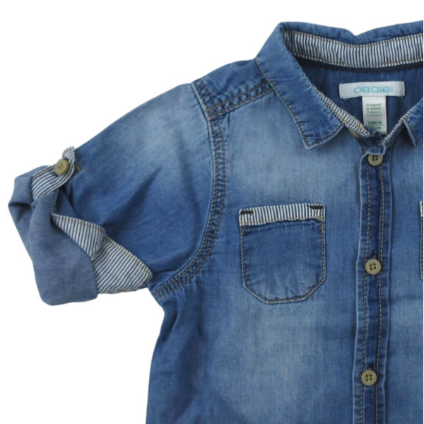 Chemise convertible - OBAÏBI - 18 mois (80) – Vêtement d’occasion bébé/enfant Okaidi-Obaibi – Les Ptits Potes
