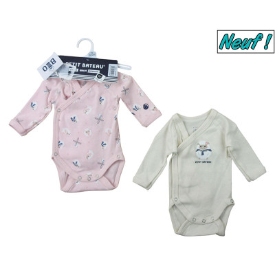 Set van 2 nieuwe babyrompertjes - Petit bateau - 50 cm (pasgeboren) – Tweedehands baby- en kinderkleding van Petit bateau – L