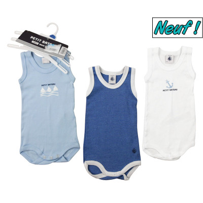 Lot 3 bodies neufs - PETIT BATEAU - 3 mois (60)