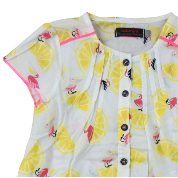 Blouse met korte mouwen - Catimini - 110 cm (5 jaar) – Tweedehands baby- en kinderkleding van Catimini – Les Ptits Potes