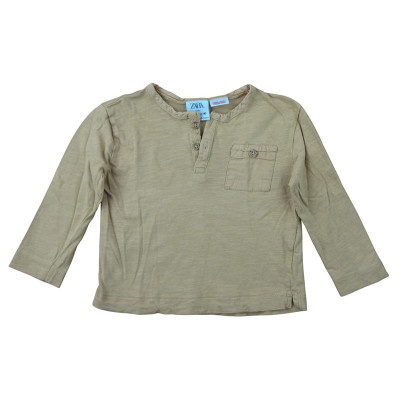 T-shirt met lange mouwen - Zara - 9-12 maanden 80 cm – Tweedehands baby- en kinderkleding van Zara – Les Ptits Potes