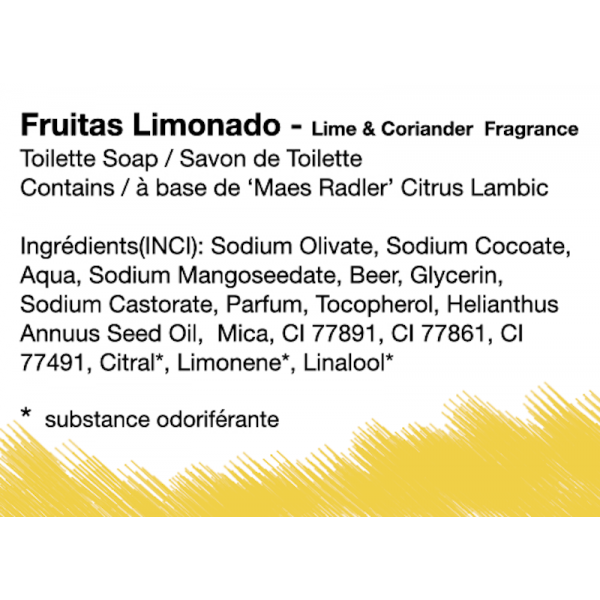 Savon à base de bière belge - Fruitas Limonado INCI