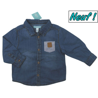 Chemise en jeans neuve - OBAÏBI - 12 mois (74)